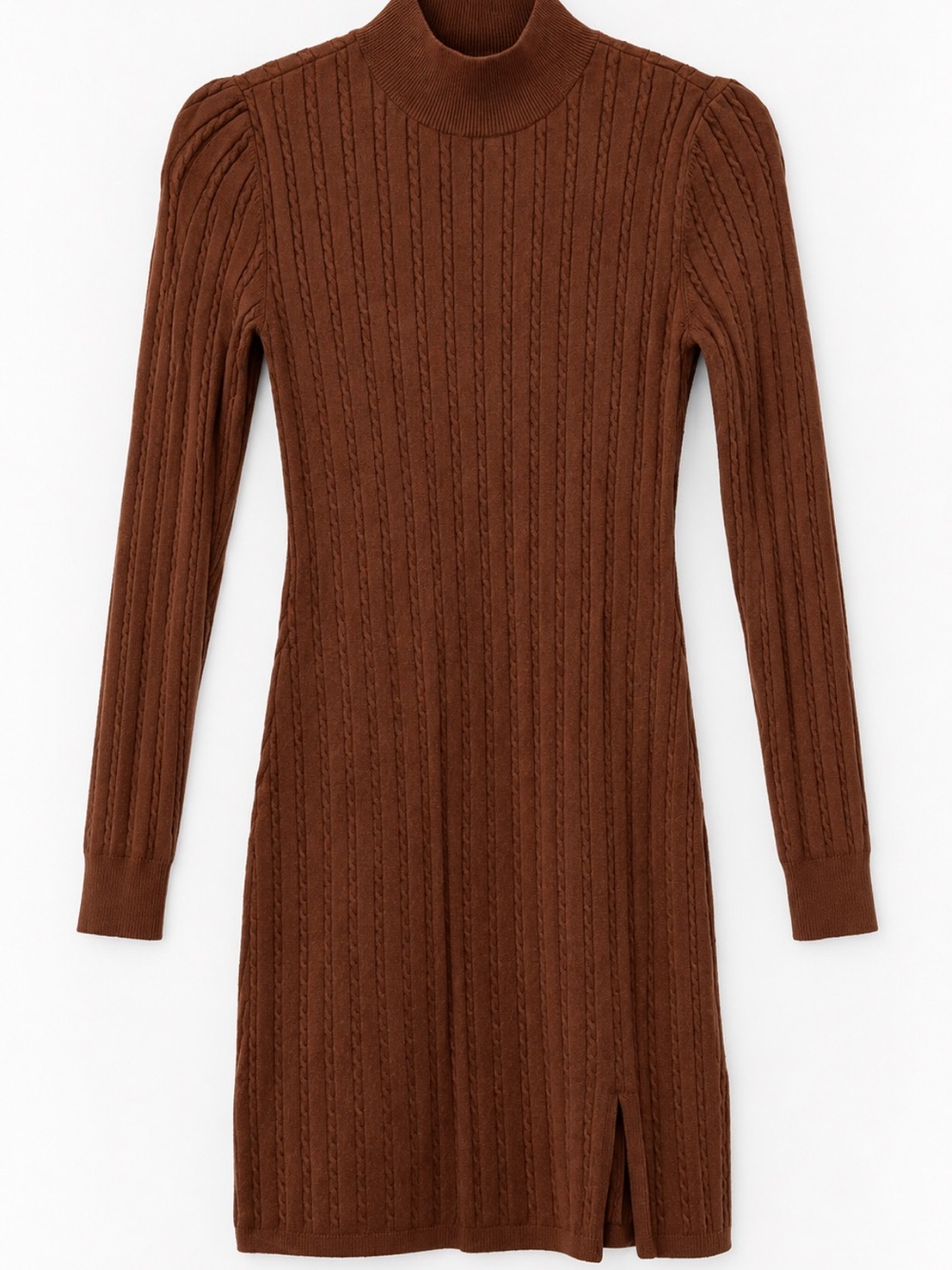 Abercrombie & Fitch Chocolate Brown Cable-Knit Long Sleeve Dress
